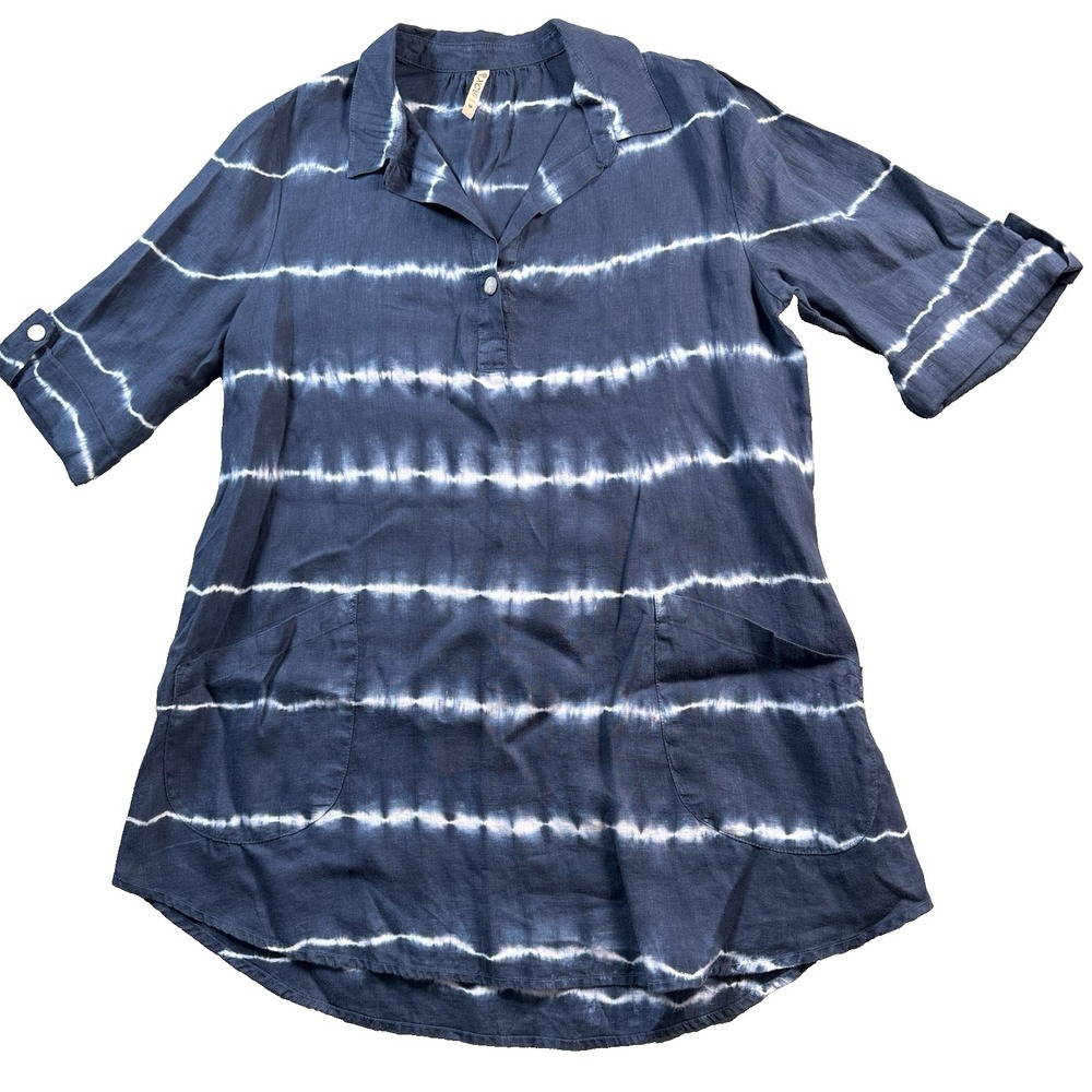 Woman's linen tie dye tunic top/pockets‎ Boho Size Med XCVI
